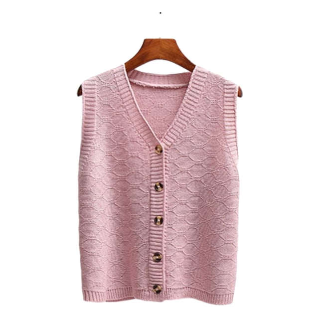 Jumpingount Chaleco tipo suéter sin mangas, cálido y versátil para mujer. Manténgase cómodo y elegante durante todo el año. Prendas para la parte del cuerpo Rosa S