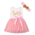 thumbnail image 1 of Vestido tutú a rayas rosa para niñas recién nacidas, conjunto de 2 piezas con falda y estampado de donas para el primer cumpleaños, 1 of 6