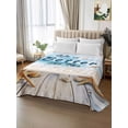 thumbnail image 2 of Summer Coastal Beach King Size Flat Sheet, Wrinkleproof & Fadeproof Cooling Flat Bed Sheet Only, Ocean Wave Starfish Shell Breathable Soft Bedding Top Sheets 105 x 98 Inches, 2 of 8
