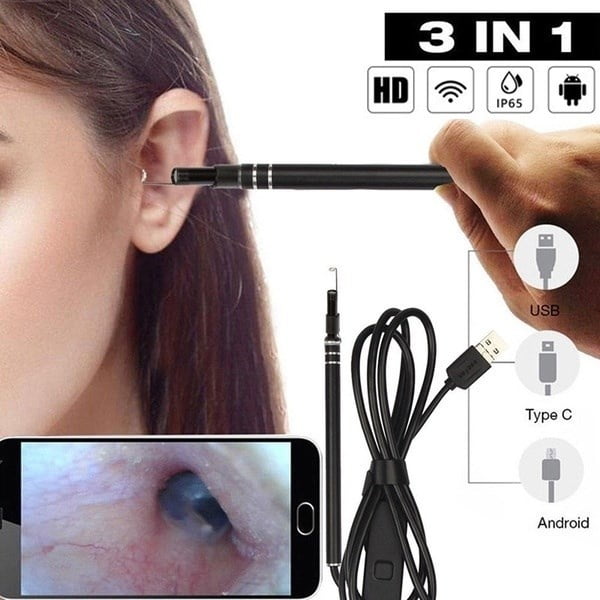 3 In 1 USB Endoscope Visual Ears Cleaning Earpick Spoon Earwax Removal Kit T MW 
