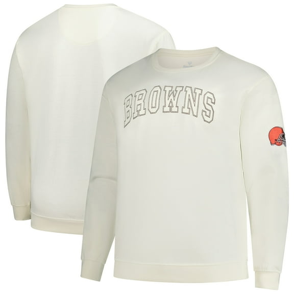 Men's Profile Cream Cleveland Browns Big & Tall Fleece Sweatshirt
