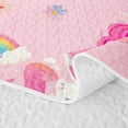 thumbnail image 5 of Erosebridal Girls Unicorn Quilt King,Cartoon Rainbow Print Cute Flowers King Coverlet Set For Kids,3-Piece, 5 of 7