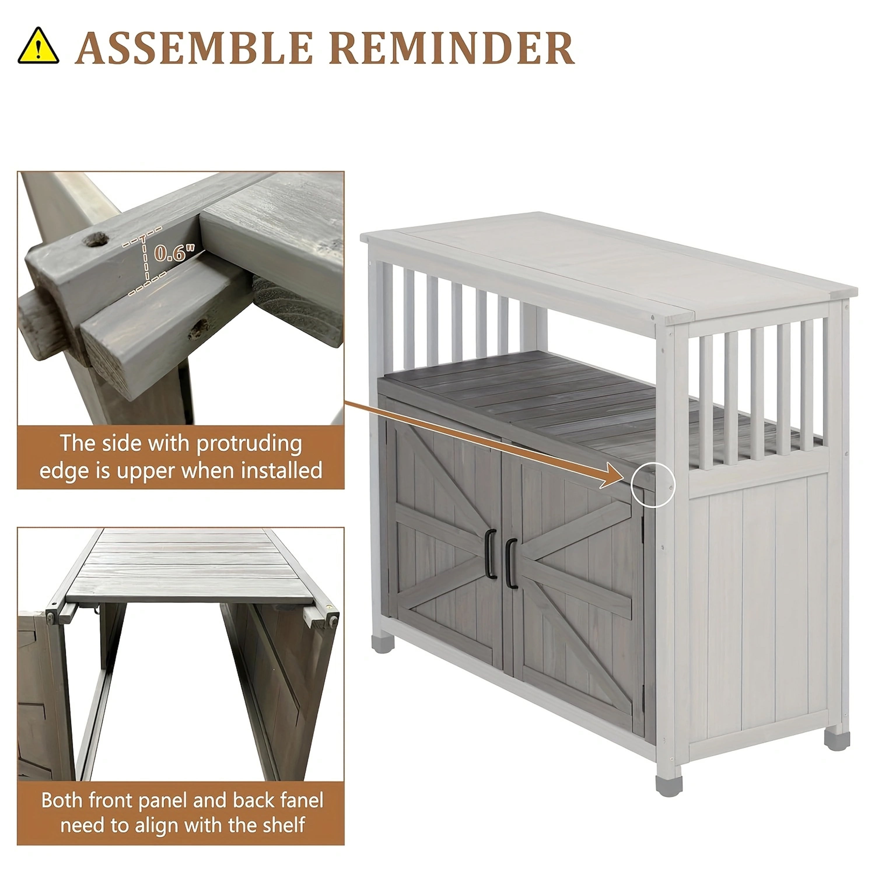 Wooden Patio Bar Set, Sideboard Storage Cabinet Combination Furniture for Indoor Outdoor Garden Backyard, Grey