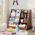 thumbnail image 5 of LELELINKY 35.5" Kids Bookcase Toy Storage Organizer with 5 Layer Sling, 4-Tiers Wood Toy Bookshelf for Kids Room, Brown, 5 of 6