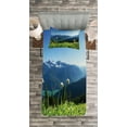 thumbnail image 3 of Ambesonne Mountain Quilted Bedspread Set 2 Pcs, Diablo Lake Dandelions, Twin Size, Sky Blue and Green, 3 of 3