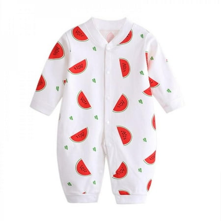 

Jandel 4 Colors Spring Autumn Baby Boy Girl Cute Long Sleeve Romper Cotton Comfortable Cloud Tree Cup Watermelon Pattern Outfits