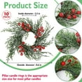 thumbnail image 2 of 10 Pcs Christmas Candle Rings Wreath Artificial Candle Rings with Red Berry, Snowy Pine Garland Candle Ring Holder for Christmas Decorations Table Centerpiece, 2 of 12