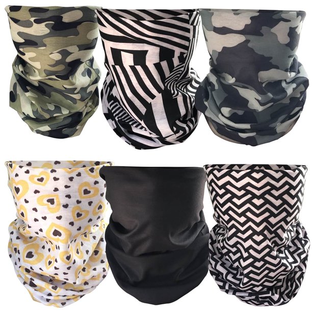 Tubular Face Mask Bandanas for Dust, Outdoors, Festivals, Sports Set(6