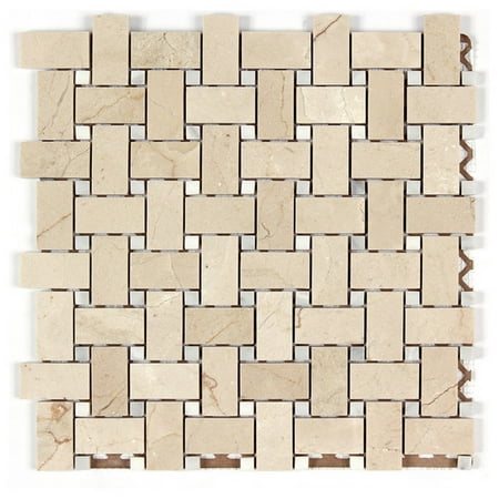 Crema Marfil Marble Molding - 10 Sq Ft. Of Crema Marfil 12x12 Basketweave Polished