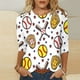 thumbnail image 1 of Fiudx Ofertas Flash Del Día Solo En Línea Blusa Suelta Estampada con Cuello Redondo y Manga 3/4 para Mujer, 1 of 5