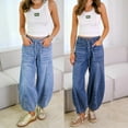 thumbnail image 5 of Fashion Lace-up Jeans Pants With Pockets Casual Loose Trousers For Women, 5 of 5