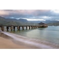 thumbnail image 2 of Head, Danny 32x23 Gold Ornate Wood Framed with Double Matting Museum Art Print Titled - Hanalei Pier II, 2 of 4