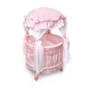 Royal Pavilion Round Doll Crib with Canopy and Bedding - Pink/White