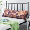 thumbnail image 2 of Paisley Long Body Pillow Cover - Vintage Bohemian Floral Print, Soft & Breathable Ethnic Fabric, Hidden Zipper, 20"x54" - Elegant Home Decor Gift for Side Sleepers & Pregnancy Support, 2 of 7