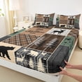 thumbnail image 3 of Rustic Bear Full Bed Sheets, Country Deer Fitted Sheet Retro Cabin Decor, Woodland Checkered Buffalo Plaid Bedding Set Farmhouse Wooden Board Vintage Sheets With 2 Pillow Cases, 3 of 5