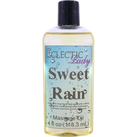 Sweet Rain Massage Oil by Eclectic Lady, 4 oz, Sweet Almond Oil and Jojoba Oil