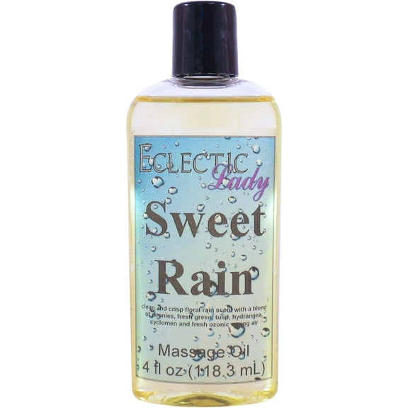 Sweet Rain Massage Oil by Eclectic Lady, 4 oz, Sweet Almond Oil and Jojoba Oil