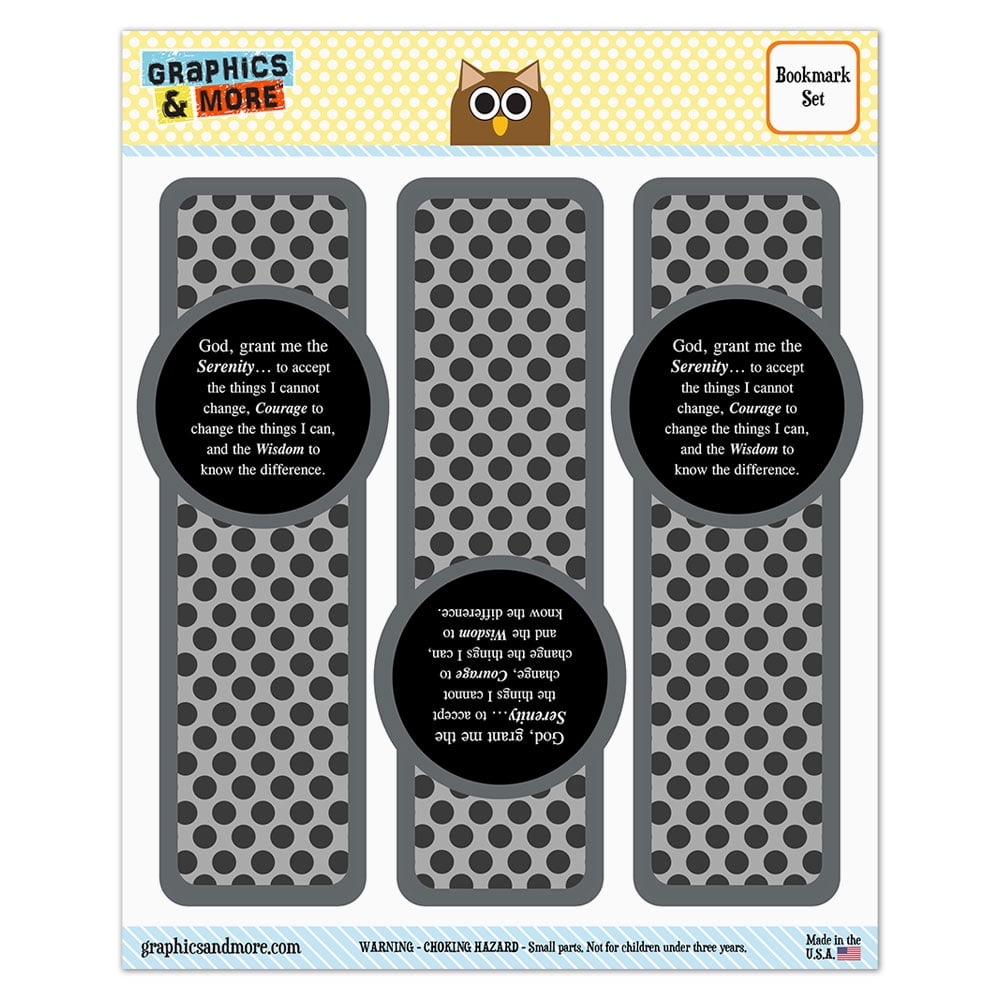 serenity prayer on black glossy laminated bookmarks set