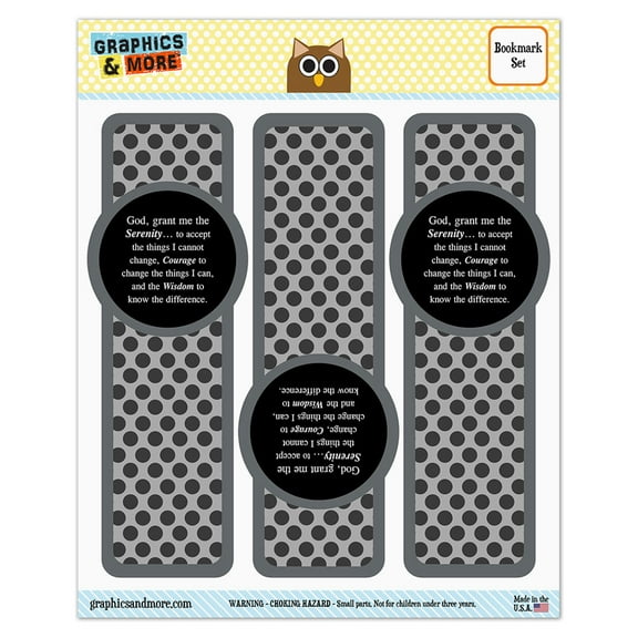 Serenity Prayer on Black Glossy Laminated Bookmarks - Set of 3
