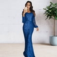 thumbnail image 4 of Quixlent Women Prom Dress Tassel Sleeves Sheath Slim Fit V Neck Solid Color Sequin Fishtail Hem Evening Dress Cocktail Party Maxi Dress, 4 of 8