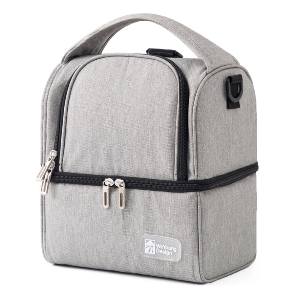 Breast Pump Bag Cooler Compartment for Breast Pump Double Layer for Mother Breast Milk Pump Gray