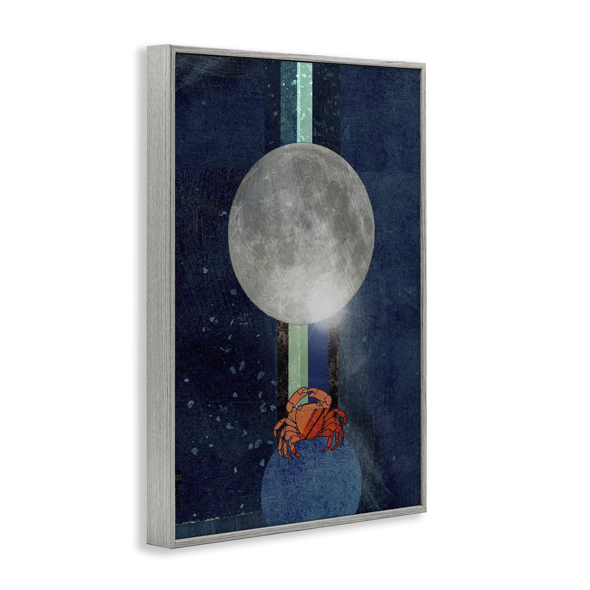 Stupell Industries Surreal Crab Outer Space Animals & Insects Painting Gray Framed Art Print Wall Art, 12 x 18