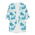 thumbnail image 4 of Nmnitkp Womens Cardigan High-Quality Fabric Summer Cardigan Floral Print Puff Sleeve Kimono Cardigan Loose Cover Up Casual Blouse Tops, 4 of 5