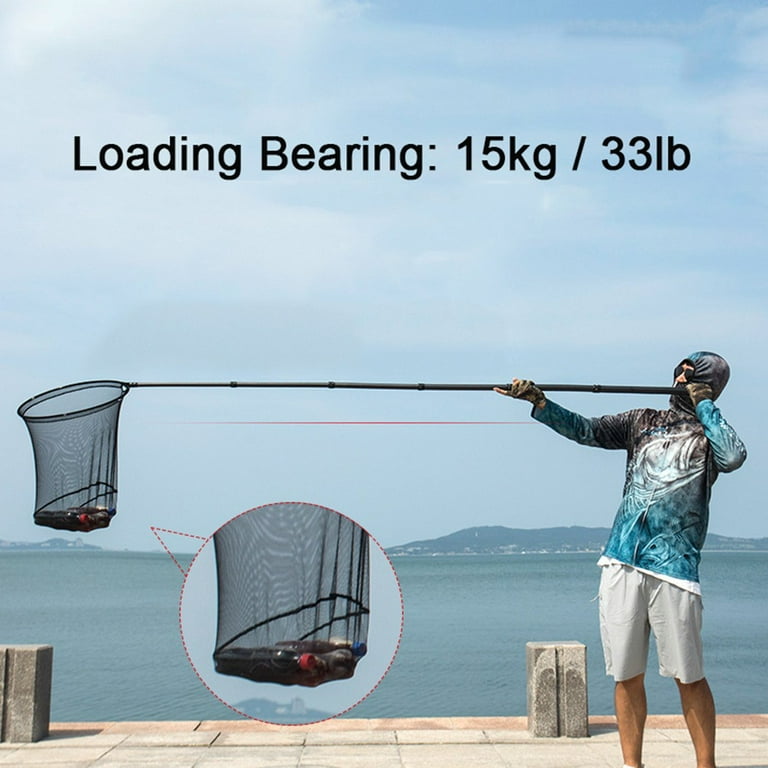 Carbon Fiber Telescoping Fishing Landing Net Rod Fish Handle Collapsible  Pole 