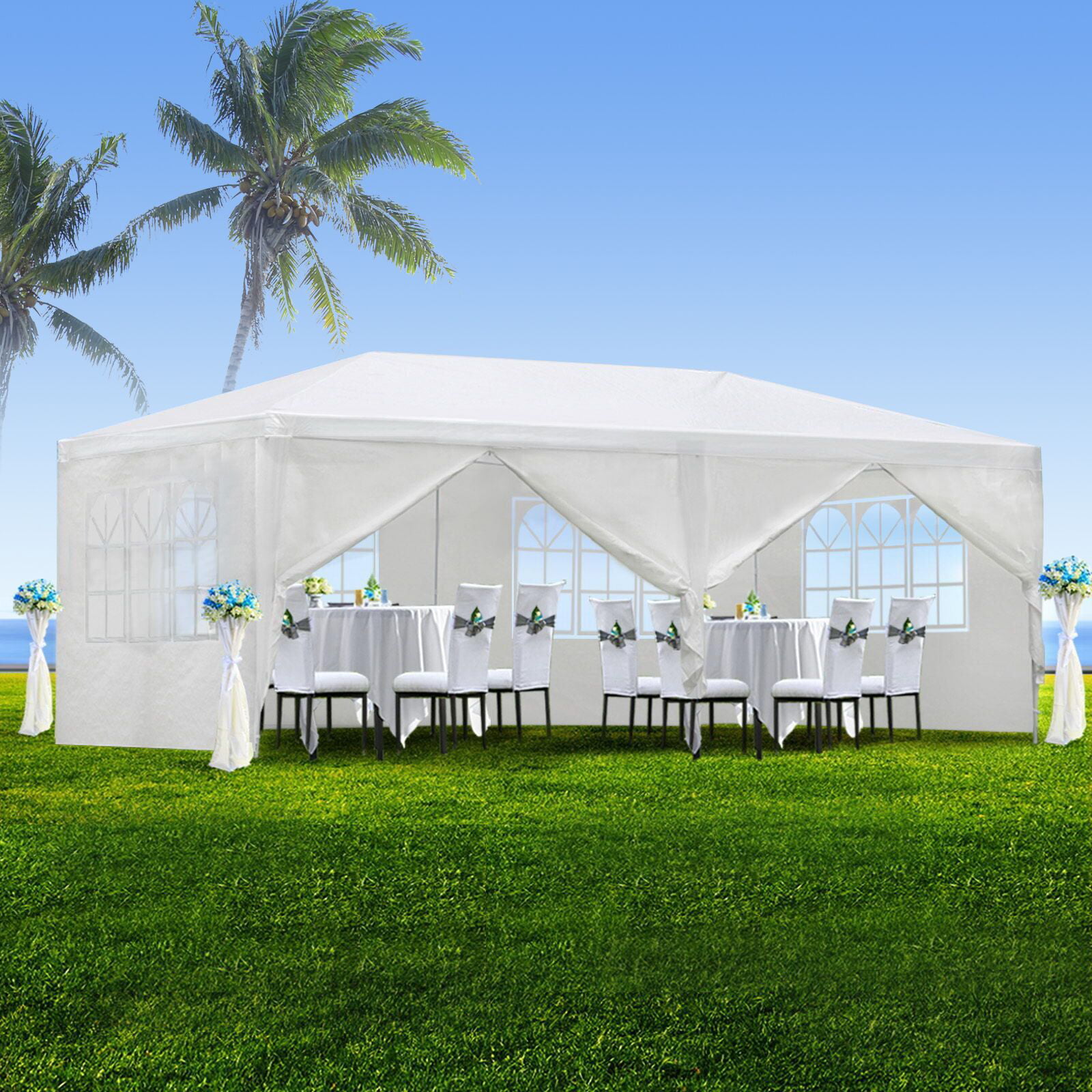 UBesGoo 10' x 20' Party Tent Wedding Canopy Gazebo Tent Pavilion w/6 ...