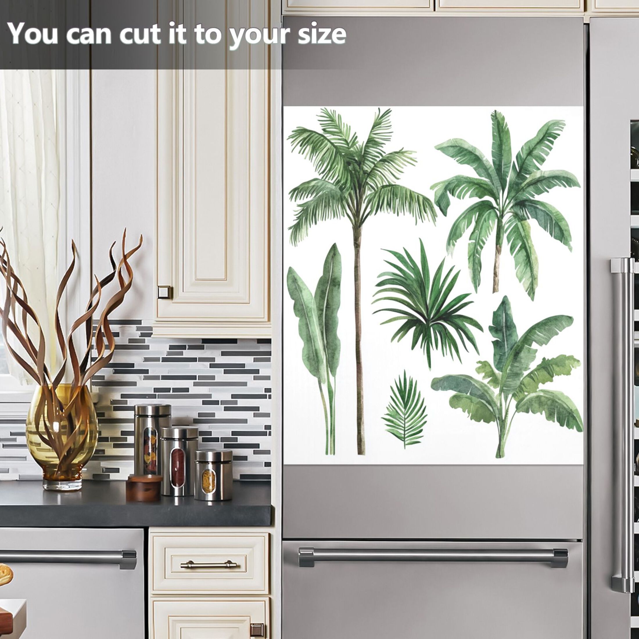 Dishwasher Magnetic Sticker 23x26 Inch Refrigerator Magnetic Sticker Washing Machine Magnetic Sticker Kitchen Panel Magnetic Sticker Home Decor Green Palm Trees