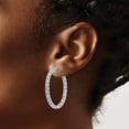 thumbnail image 3 of 14kw White Gold Oro Spotlight Lab Grown Dia. SI+, H+, Round Hoop w/Safety Lock Earrings - 11.8gm, 3 of 4