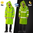 thumbnail image 4 of ProtectX High Visibility Waterproof Rain Coat for Men, Reflective One-piece Rain Jacket, Heavy Duty Long Rain Suit, Hi Vis Safety Gear with 300D Oxford, Green, Small, 4 of 7