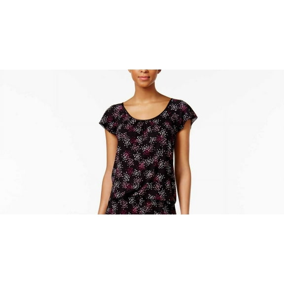 Alfani Women’s Printed Flutter-Sleeve Top and Boxer Shorts Pajama Set (Fireworks, XXL )