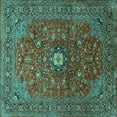thumbnail image 1 of Ahgly Company Indoor Square Medallion Turquoise Blue Traditional Area Rugs, 4' Square, 1 of 4