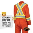thumbnail image 3 of Pioneer Hi Vis Safety Coveralls for Women - Heavyweight Cotton - 7 Pockets - Elastic Waist , Action Back - Class 3 - Orange, 3 of 7