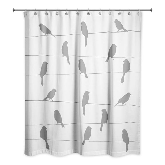 Creative Products Gray Birds on Wire 71x74 Shower Curtain