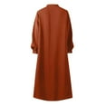 thumbnail image 5 of PENGXIANG Robe Longue Décontractée pour Femmes Robe Unie Col en V Élégante Manches Longues Grande Mode Robe Évasée, 5 of 5