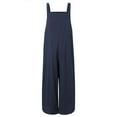 thumbnail image 5 of Fsqjgq Jumpsuits for Women Blue Rompers Elegant Fashion Casual Solid Pocket Romper Long Playsuit Strap Button Jumpsuit Wide Leg Pants Bib Overalls with Pockets Summer Romper 2XL, 5 of 6