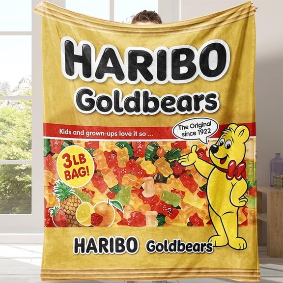 Soft Bear Candy Blanket Flannel Throw, Warm Comfortable Nap Blanket for Sofa Bed, Lightweight Home Gift, Travel Camping Office Chair Cover