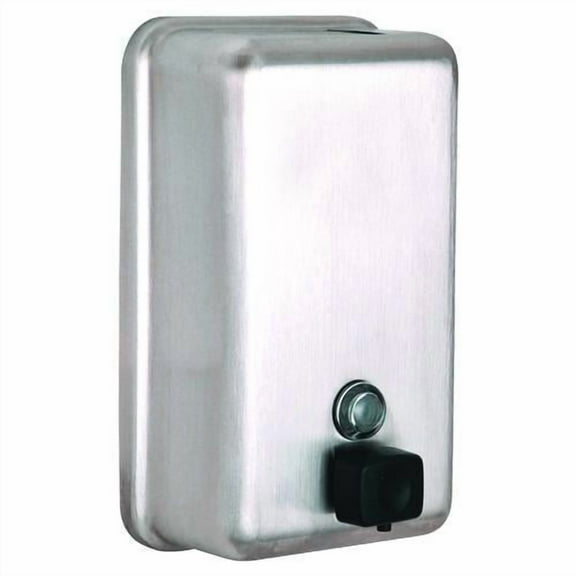 Vertical Manual Surface-Mounted Stainless Steel Liquid Soap Dispenser, 40 oz, 2.8 x 4.8 x 8.1, Brush | Bundle of 2