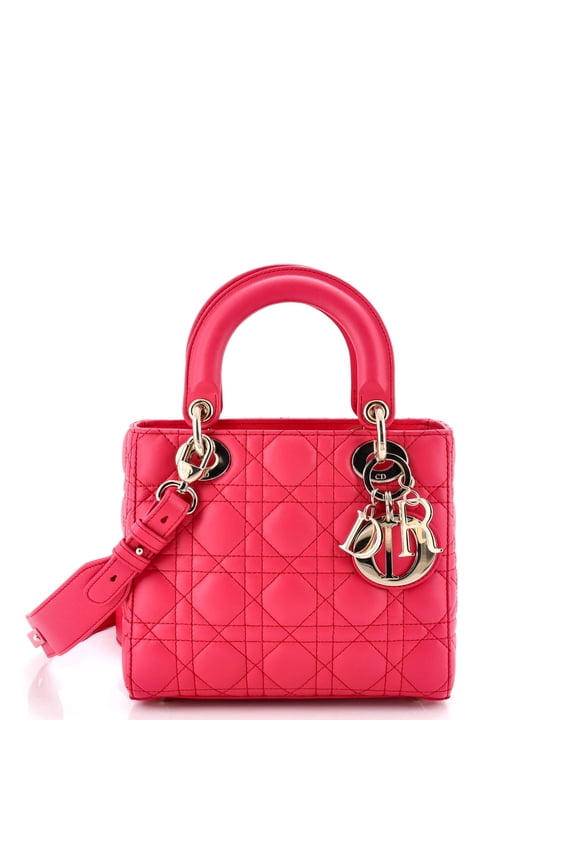 Pre-Owned Lady Dior Chain Bag Cannage Quilt Patent Mini By Rebag