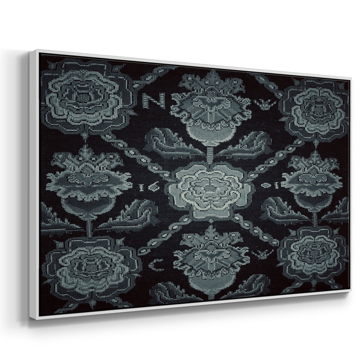 Vintage Abstract Print-LIV Framed in White Wood Gallery Wrapped Canvas 17 in. x 25 in.