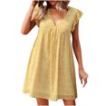 thumbnail image 1 of EQWLJWE Robes d'Été pour Femmes 2023 Mode Décontractée Col en V Manches Feuilles en Chiffon Floral Boho Plage Robe Sans Manches, 1 of 5