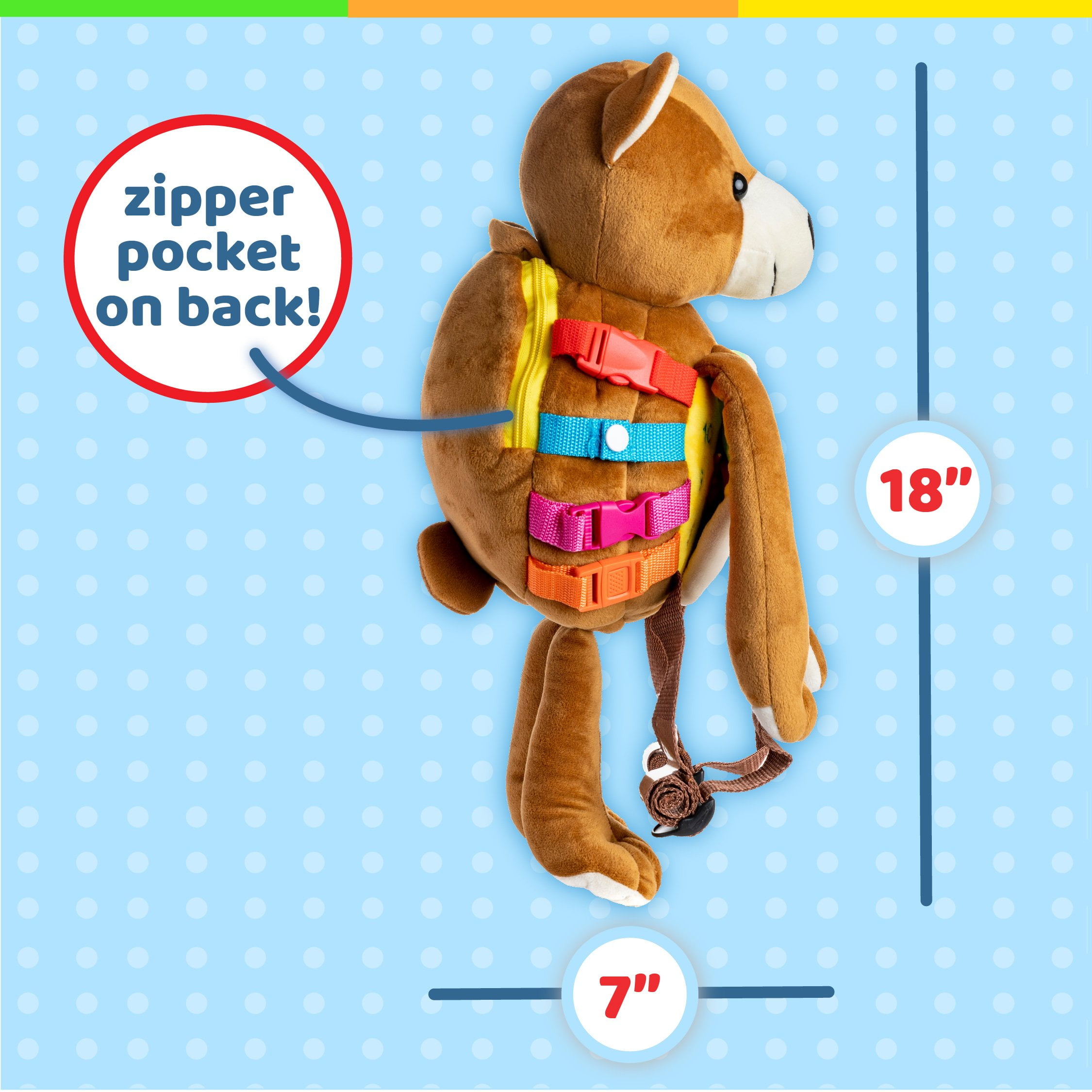 Stuffed animals top with zipper pockets