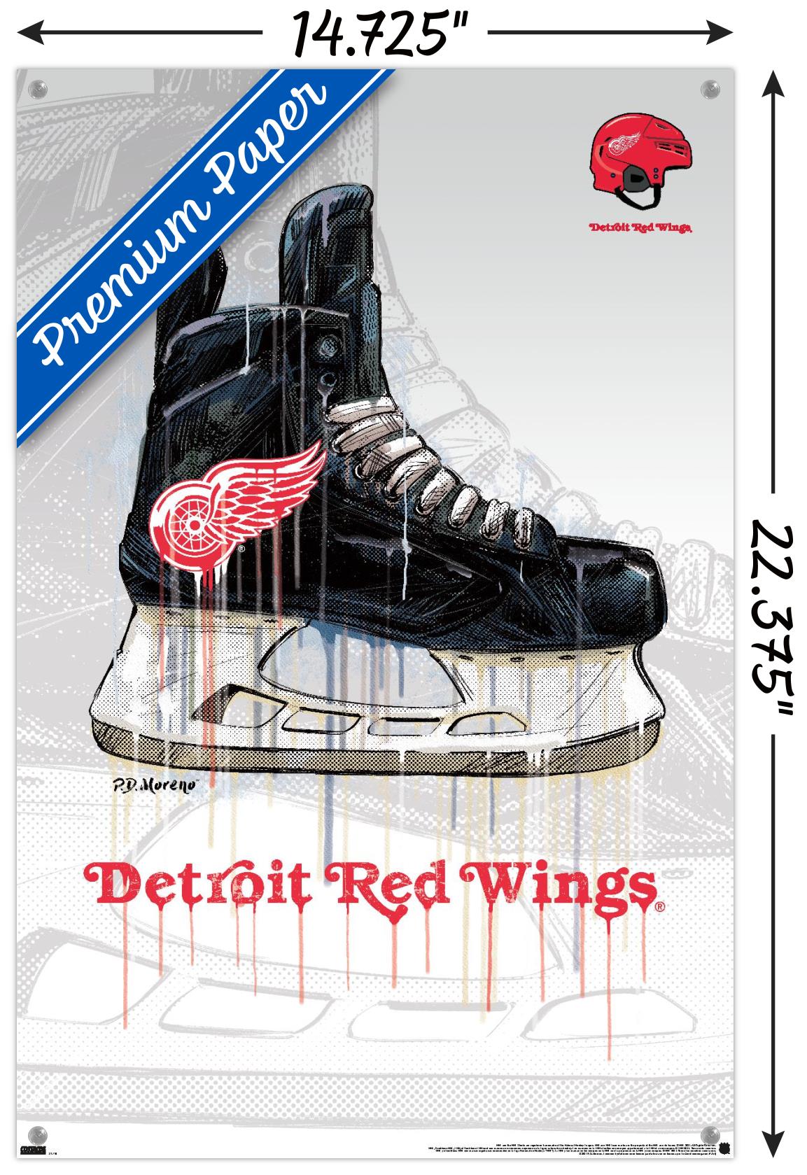 NHL Detroit Red Wings - Drip Skate 21 Wall Poster with Pushpins, 14.725" x 22.375"