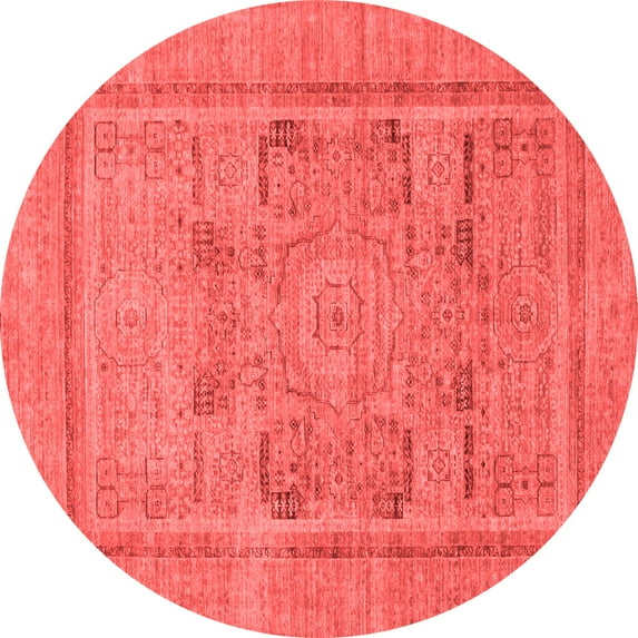 Ahgly Company Indoor Round Abstract Red Modern Area Rugs, 5' Round