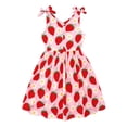 thumbnail image 2 of Wxolcjlv Girls Summer Dresses Strawberry Sleeveless V-Neck Casual Dress with Bow, Sizes 3-10, 2 of 4