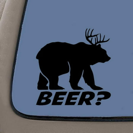 Bear plus Deer equals BEER Vinyl Die Cut Decal Sticker | Cooler Fridge Cars Trucks Vans Walls Toolbox Laptop | Black | Car Truck Van SUV Laptop Macbook Wall
