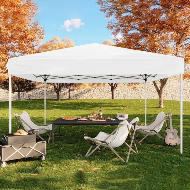 10x10 pop - up canopy tent: outdoor tent con 3 adjustable heights, 4 sandbags y carrying bag, blanca