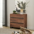 thumbnail image 3 of WAMPAT Dresser for Bedroom, Closet Organizers and Storage with 3 Drawers, Chest of Drawers with Metal Base, Modern Wood Dresser for Living Room, Hallway, Entryway, Brown, 3 of 6